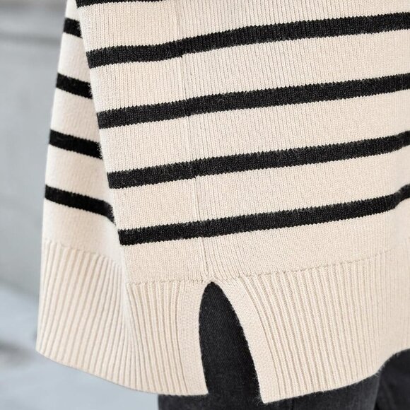 Women's Fall 2025 Casual Long Sleeve Crew Neck Side Slit Oversized Ribbed Knit P - Picture 5 of 5